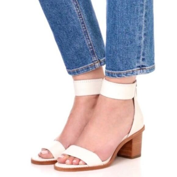 Frye BRIELLE Back Zip Ankle Block Heel Leather Sandals in White 9 M NWOB $349 - Picture 5 of 15